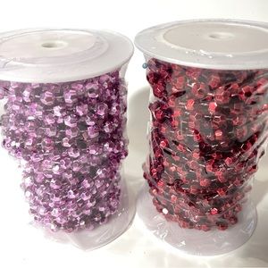 Celebrate it Bead Garland 30 ft pink red beads beaded ribbon